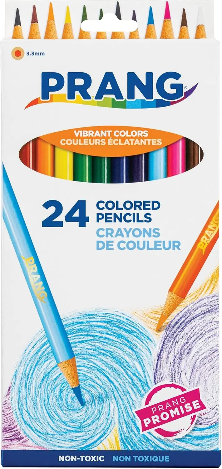 

Assorted Colors Colored Pencils, 3.3 mm Core, 24 Count Set for Art and School Projects
