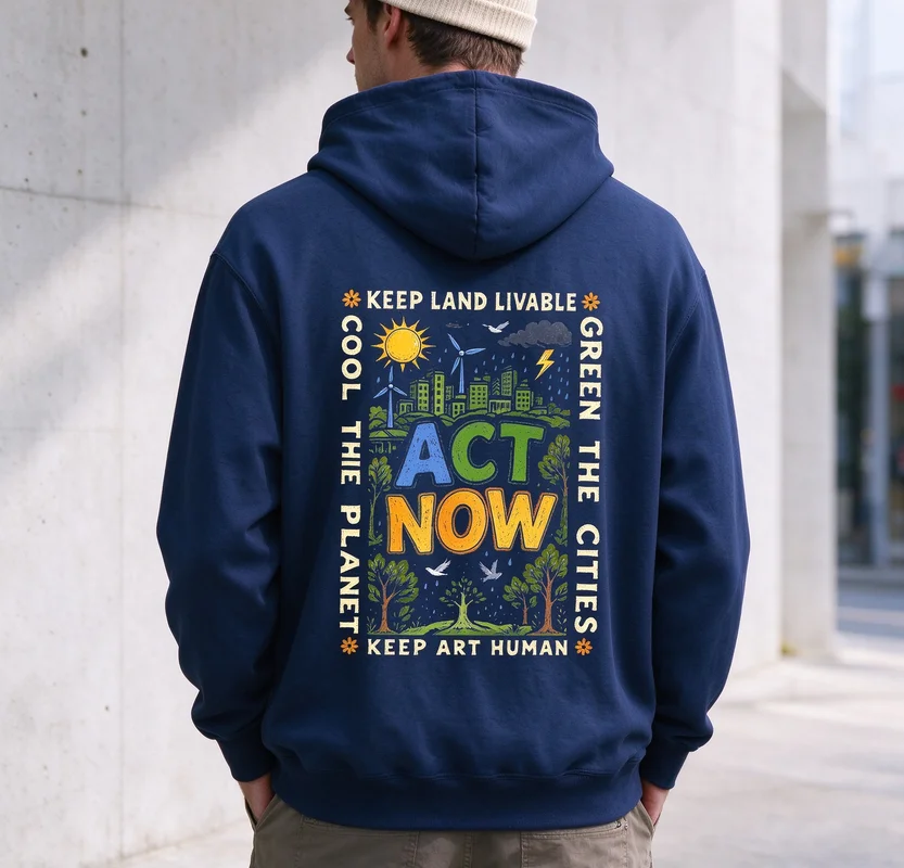 Act Now Hoodie Keep Land Livable Sweatshirt Environmental Protest Top Climate Action Graphic Activist Streetwear Unisex Cotton