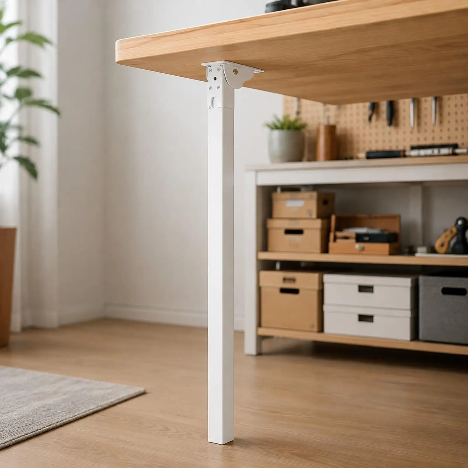 Square Folding Table Leg with Installation Kit Foldable Folding Table Leg Powder-Coated Hardware for Cabinetmaking Hobbyists,