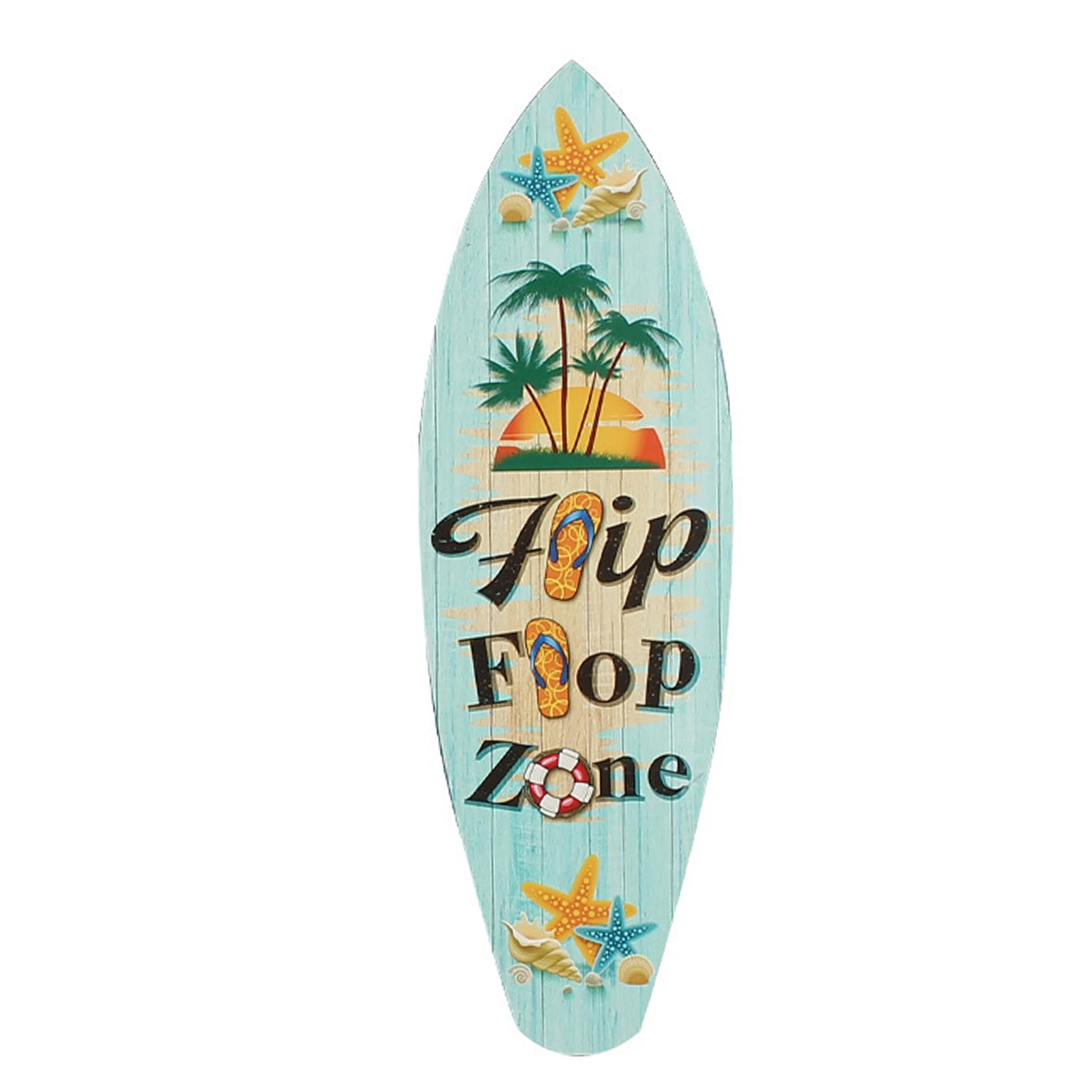 Summer Ocean Themed Wall Decor Set Wooden Surfboard & Rudder Wall Hang Signs Flip Flop Tropical Beach Sea Decorative Door Signs