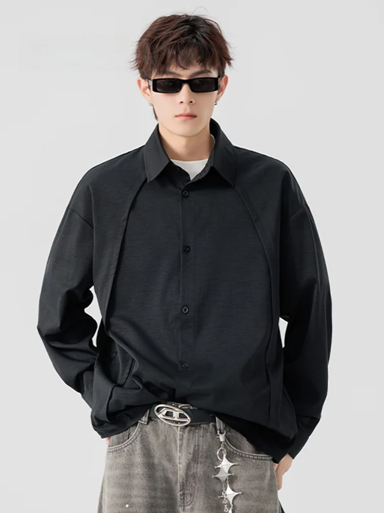 

Loose Long Sleeve Men's Shirt Mmoptop American Style Spring Autumn New Casual Fashion Polyester Fiber Open Cardigan Coat