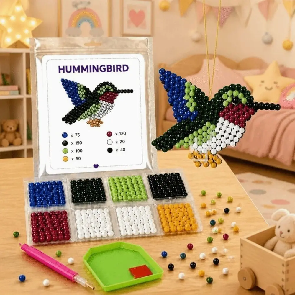 Tiny Beads 3D Beaded Animal Kit Cute Design Creative Craft Paste Beads Kit Animal Shape Animal Pendant Set Gift Giving