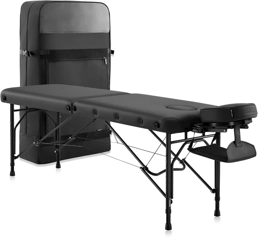 

Portable Massage Table, Ultra-Light Travel-Sized Aluminum Foldable Massage Table, Wide Spa Bed Package 302 Halia (Black, Standar