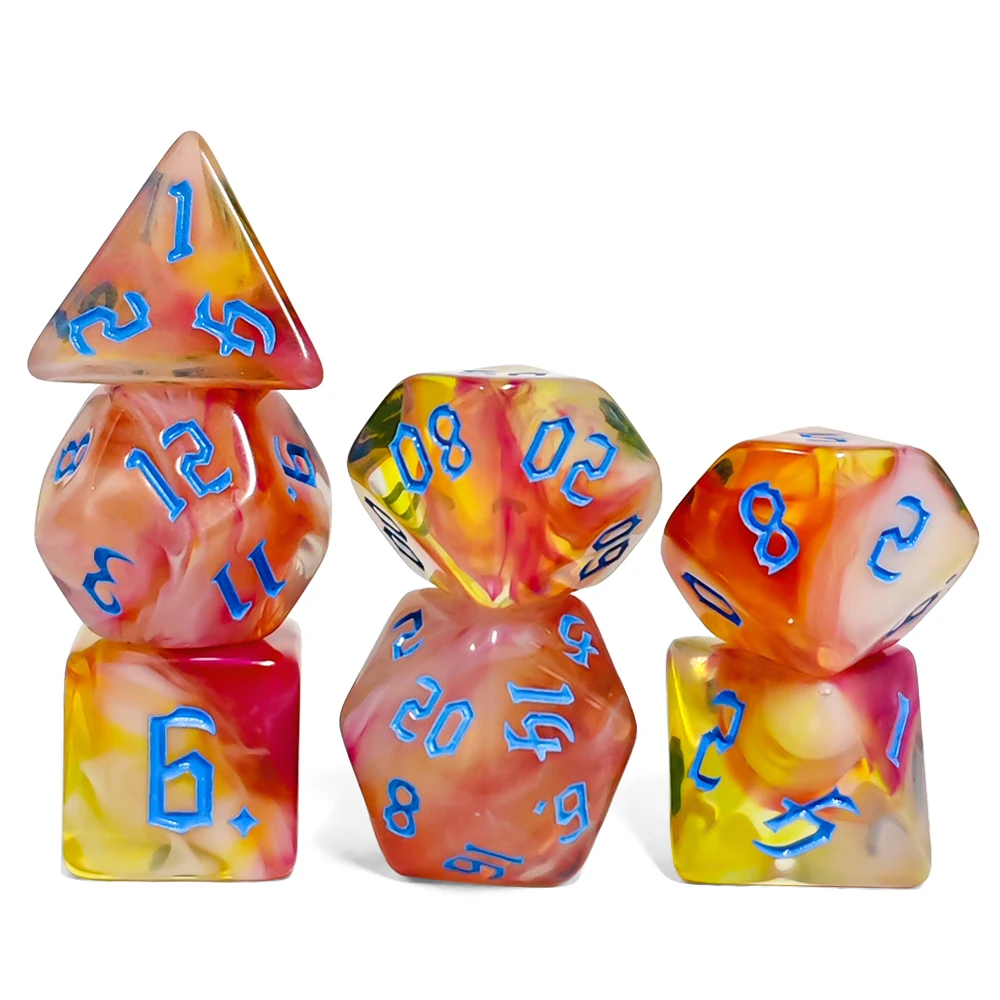7-teiliges Sunset Swirl Polyed – Board Game Dungeons And Dragons Bewertung und Preis