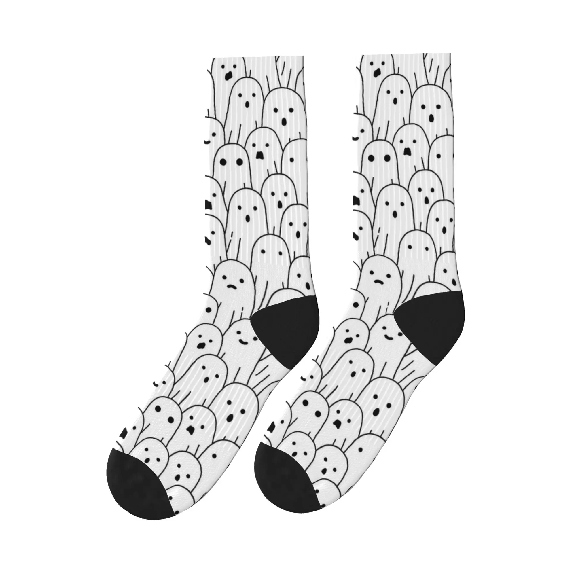 

Милые призраки, вечерние чулки, женские и мужские носки, дышащие готические носки, осенние дизайнерские носки для скейтборда, защита от пота, подарок на день рождения