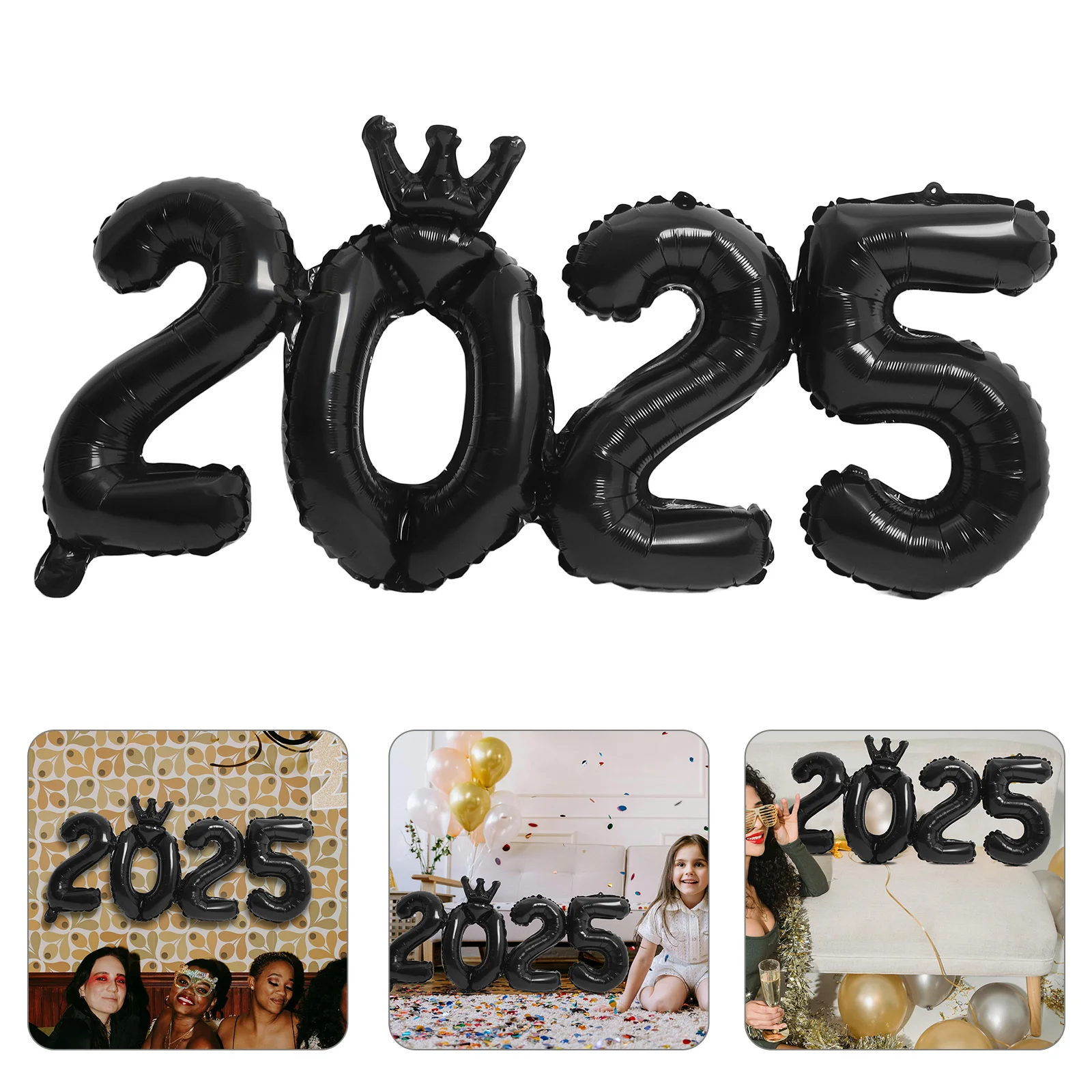 

40 Inch Crown Connected Number Foil Balloons 2025 Happy New Year Party Decorations New Year Balloon Arch Backdrop