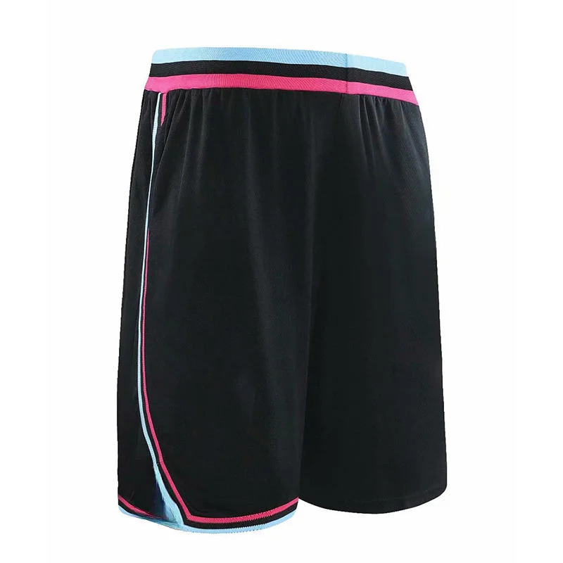 Herren Sommer Blau-Rot Farbblock Mesh Basketball-Shorts Geprägte Gestreifte Elastische Taille Athletische Trainings-Sporthose – Detail 5