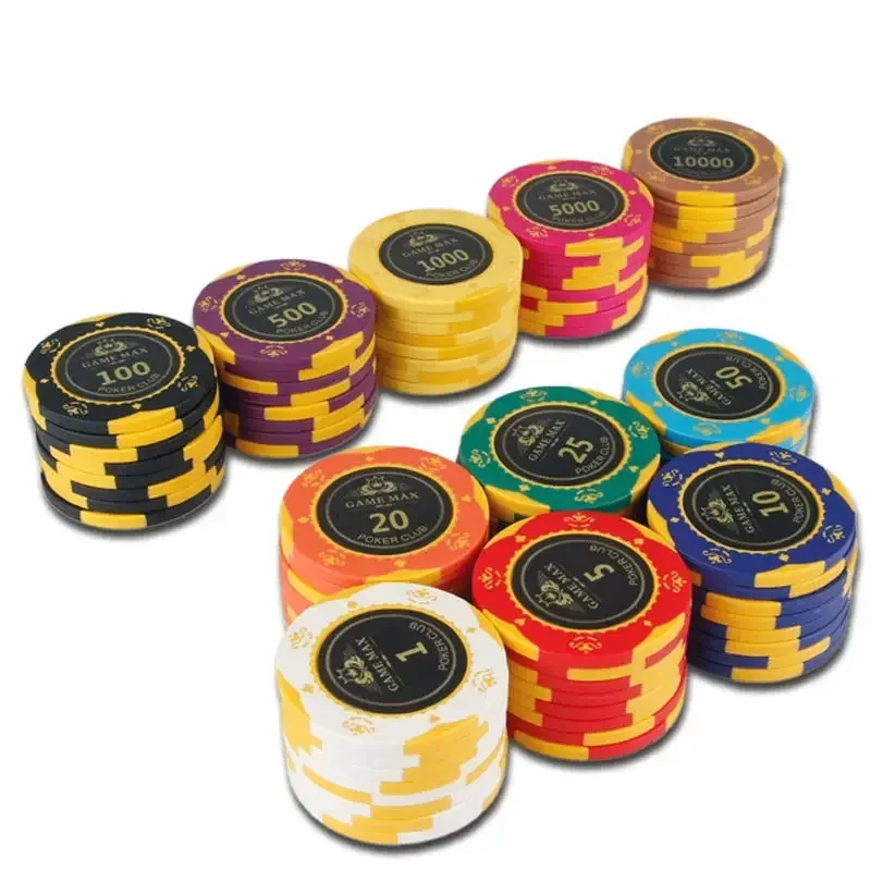 5 PCS Caribbean Crown Clay Chips Texas Poker Chips Coin Dedicated Casino Club Game Accessories Poker Kit Profesional Board Game