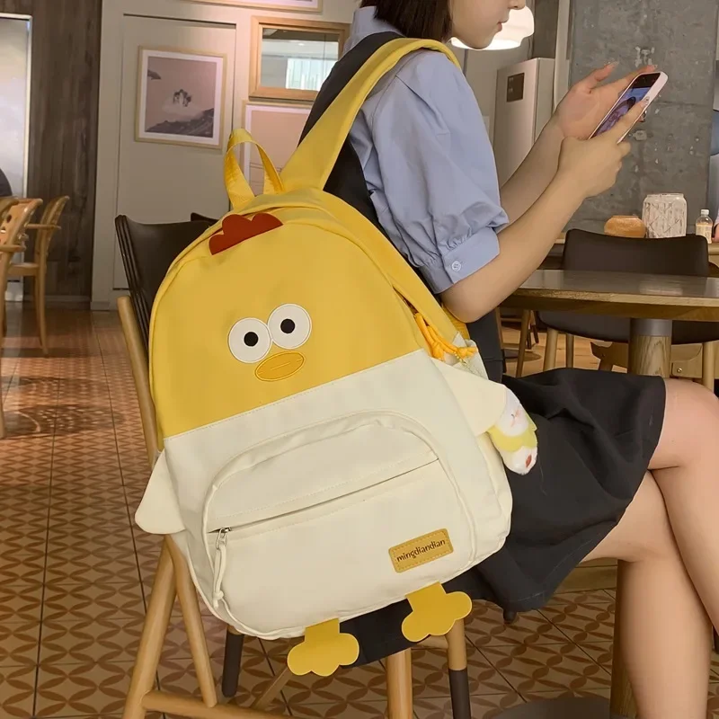 Women funny chick backpack female 2024 new cartoon cute schoolbag girl large capacity travel bag