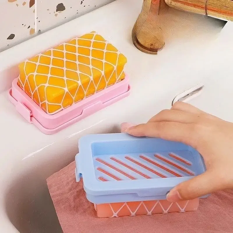 Soap Container Elastic Mesh Household Soap Dish Tray Travel Portable Non Slip Multifunctional Soap Holder Bathroom Accessories