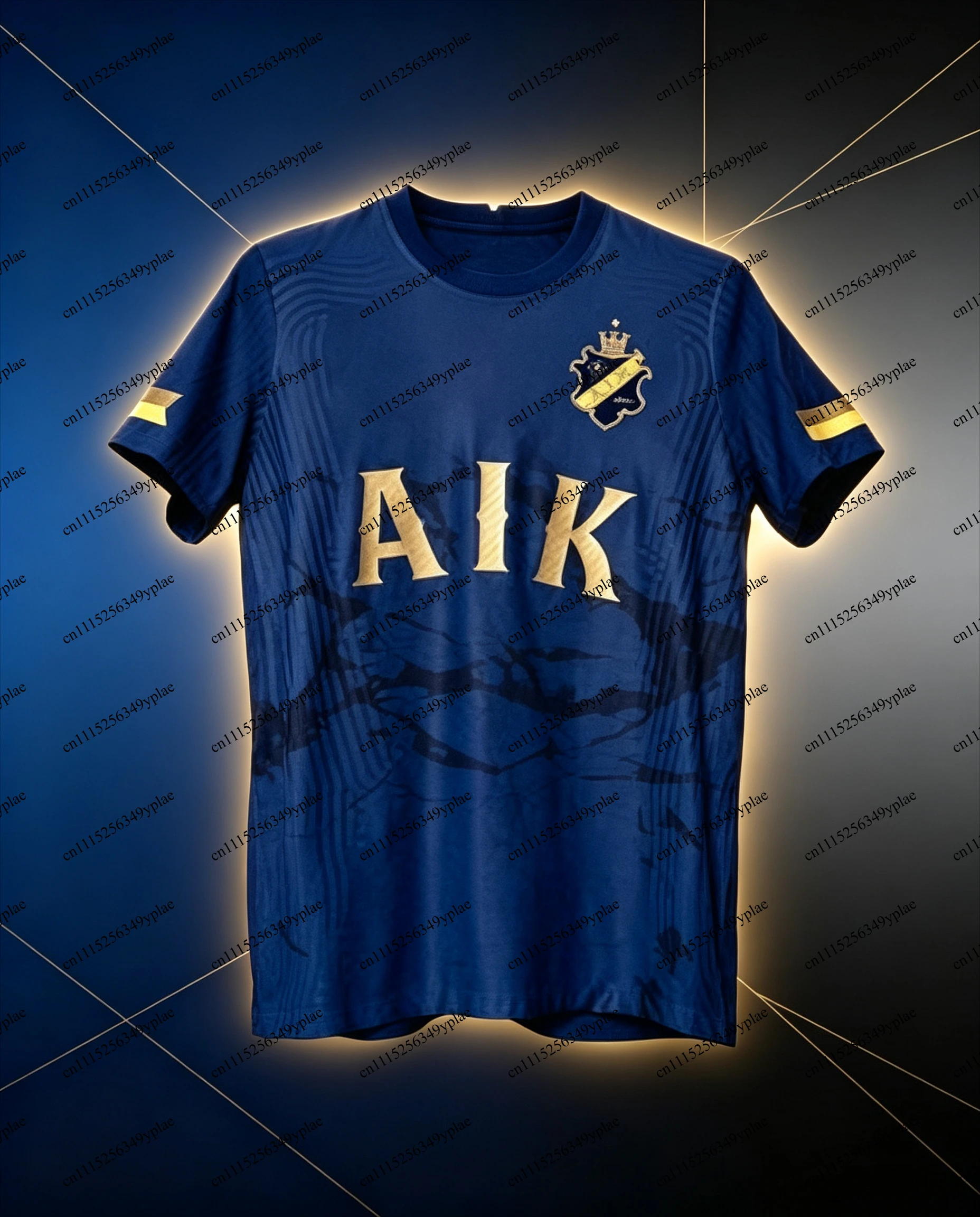 Men Dark Blue AIK Soccer Jersey Breathable Mesh Short Sleeve Adult Football Supporter Sport Fan Jersey For Match Daily Training