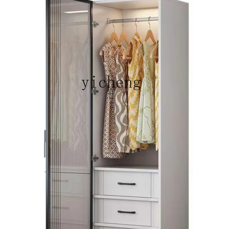 

Xl Glass Wardrobe Home Bedroom Storage Light Luxury Simple Cloakroom Locker