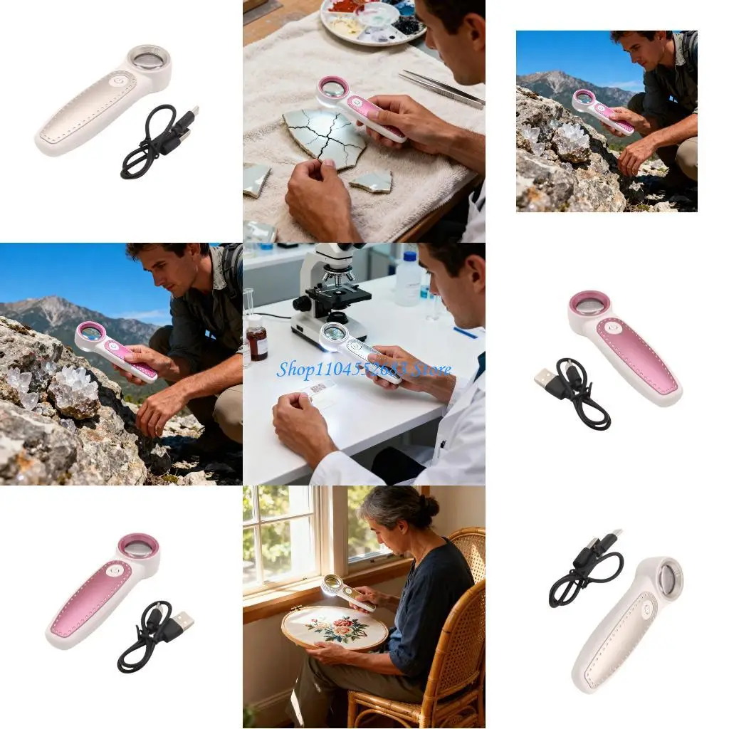 

Y6GD Lightweight Tool with 6 Energy Efficient LEDs USB Suitable Charging Ergonomic Magnifier for Extended Use