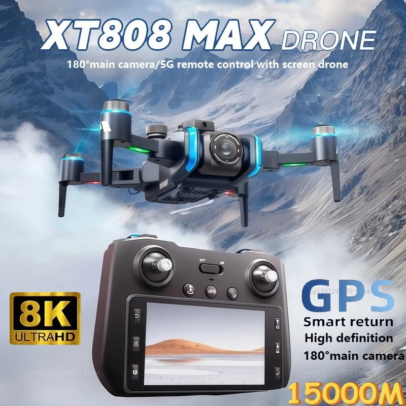 

XT808 4.5-Inch Screen Control Drone 5G GPS 8K Professional Aerial Photography Camera Obstacle Avoidance Brushless Quadcopter Toy