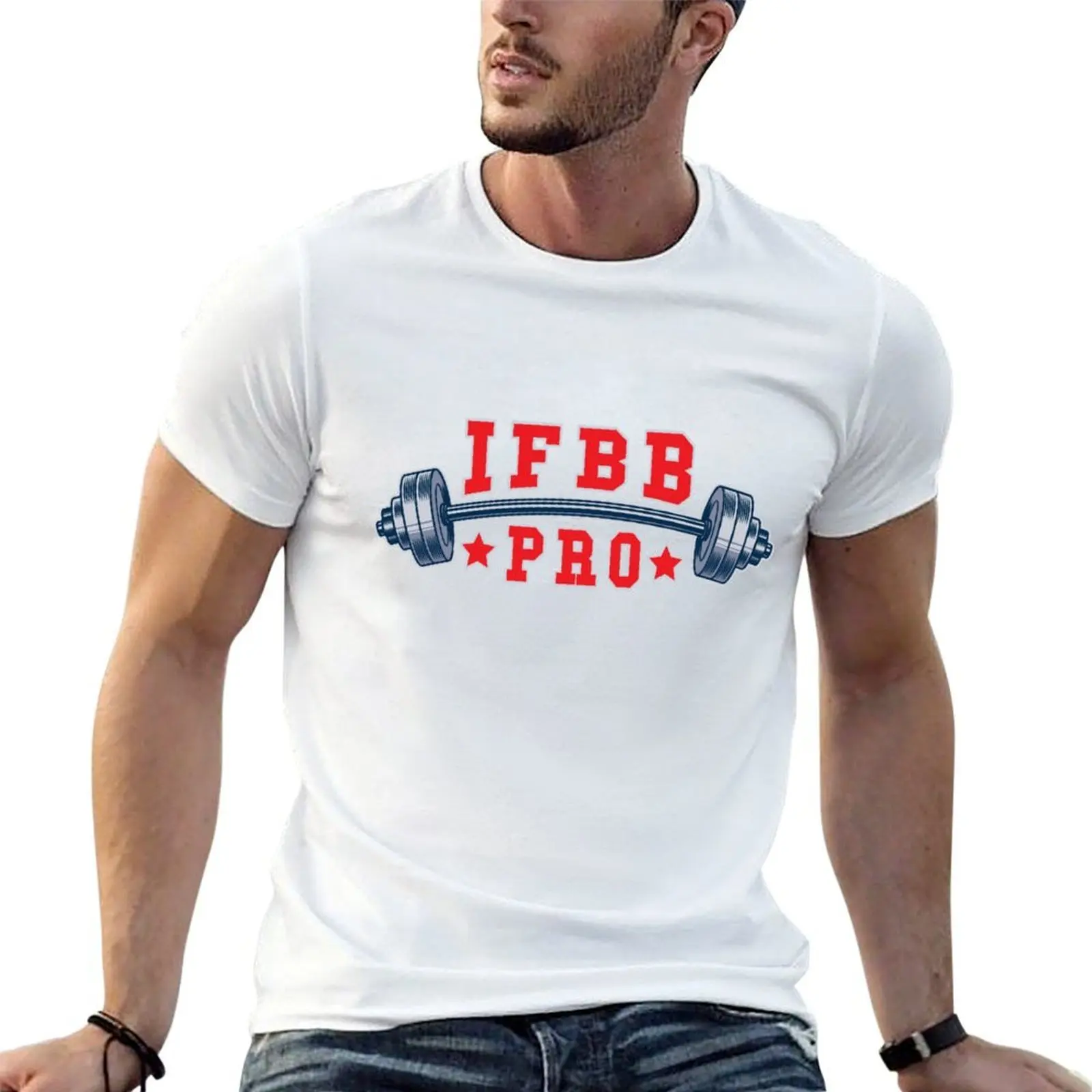Футболка IFBB PRO с дизайном в виде штанги, мужские футболки высокого качества, роскошный бренд, дизайнерские мужские футболки, хлопковая футболка.