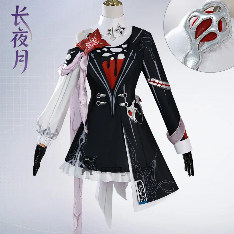Peluca de disfraz de Cosplay durante la noche Honkai Star Rail, abrigo, vestido, sombreros, pendientes, accesorios para mujeres y niñas, Carnaval del 7 de marzo