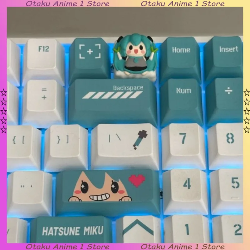 كارتون هاتسون ميكو ثلاثية الأبعاد لوحة المفاتيح الديكور ميكو رين لين Keycap لملحقات لوحة المفاتيح الميكانيكية ذات المحور المتقاطع