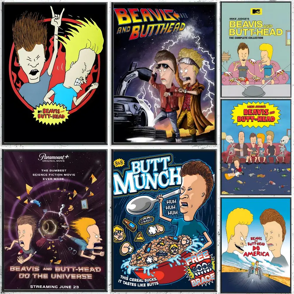 Animation Beavis and Butt-Head Poster Self-Adhesive Waterproof Wall Stickers, Coffee Bar Home Wall Decor