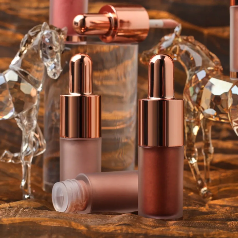 Hurtownia kosmetyków: wegański płynny rozświetlacz, cienie do powiek, rozświetlacz do ciała, konturowanie, możliwość personalizacji logo.