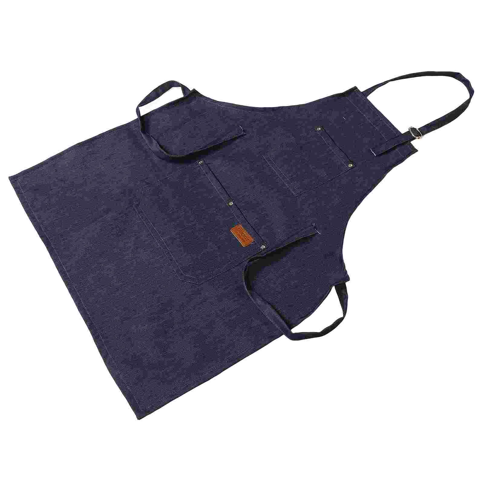 

Apron for Men Hairdressing Cooking Stylist Multifunctional Baking Oil Artist with Pockets Large Aprons Blue Work