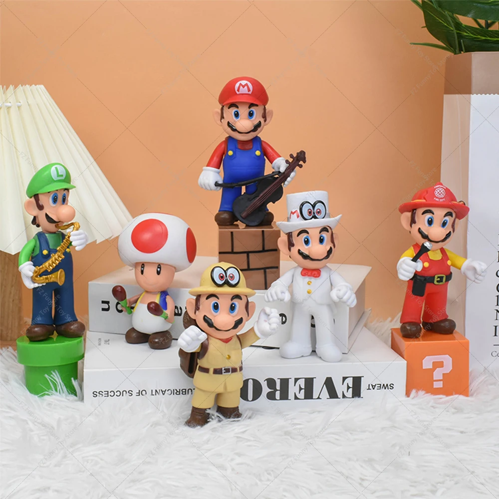 3-48 pcs/lots Super Mario Bros. Anime Figure Toy Set Luigi Yoshi Donkey Kong Goomba PVC Model Doll Decoration Collectible Gifts