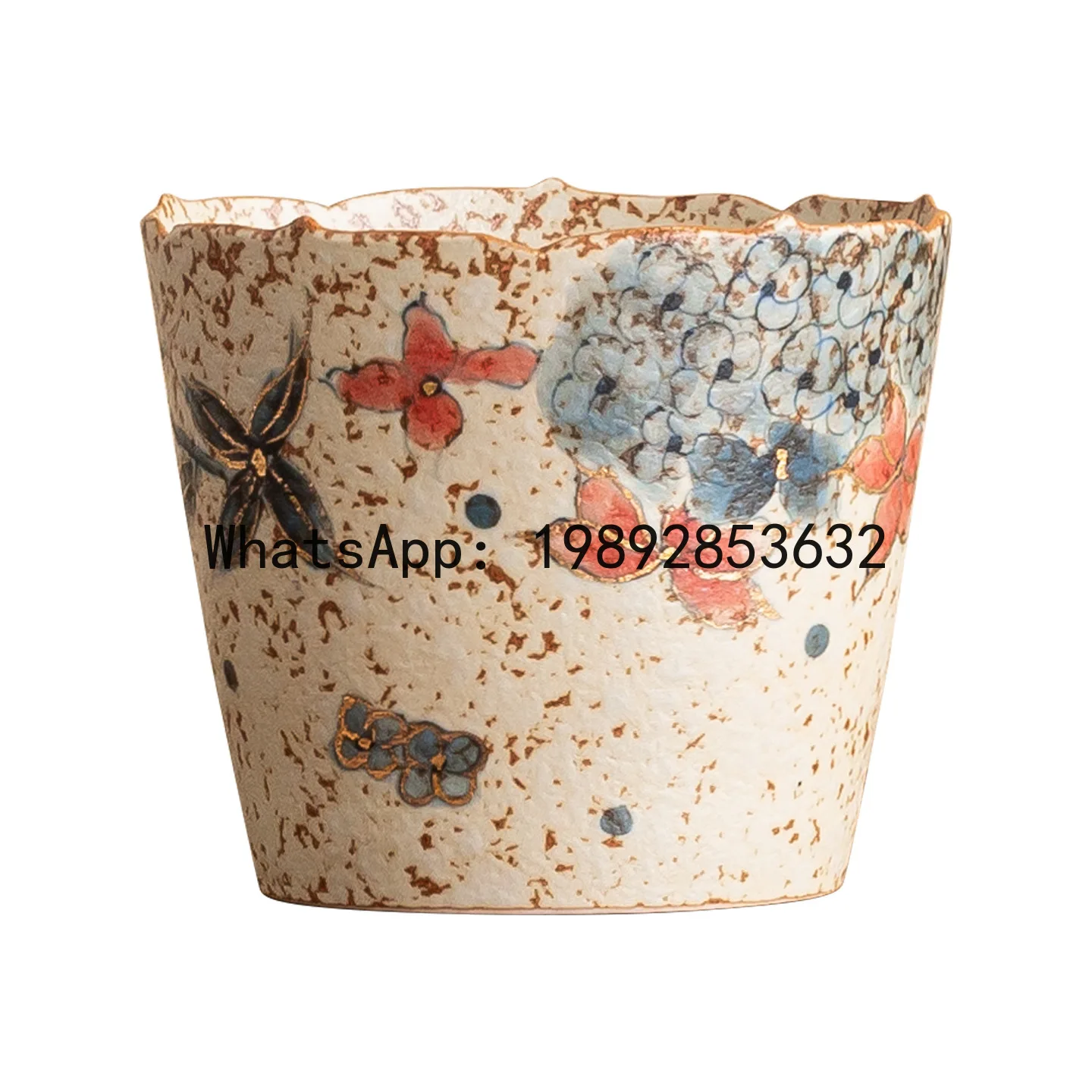

X4-2 Hand-painted hydrangea tea cup ceramic flower mouth tea cup for personal use