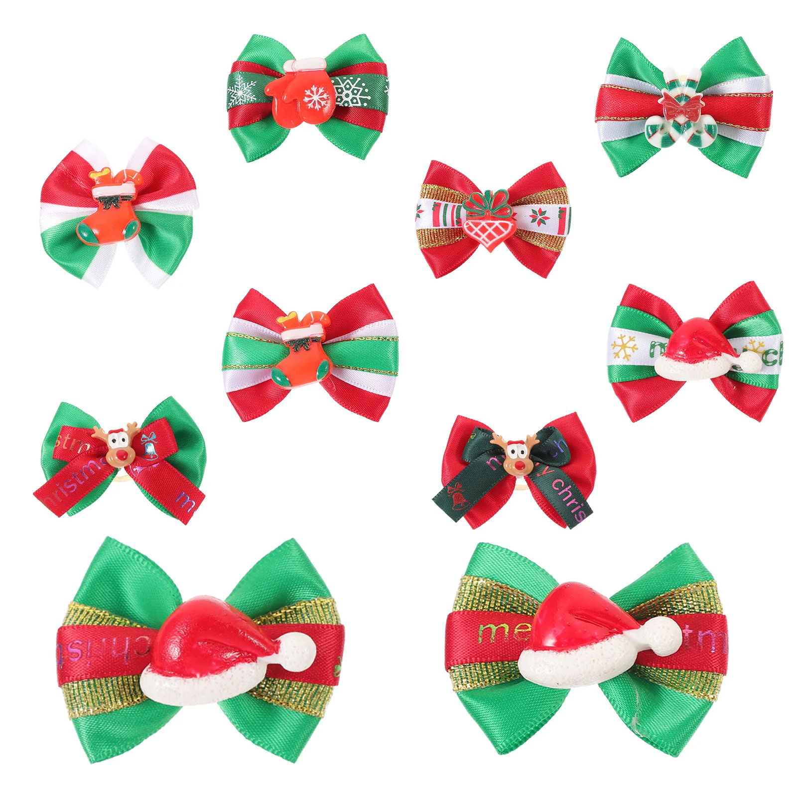 

10Pcs Pet Hair Bows Christmas Dog Bows Small Size Puppy Hair Ties for Dogs Xmas Grooming Accessories Pet Headdress