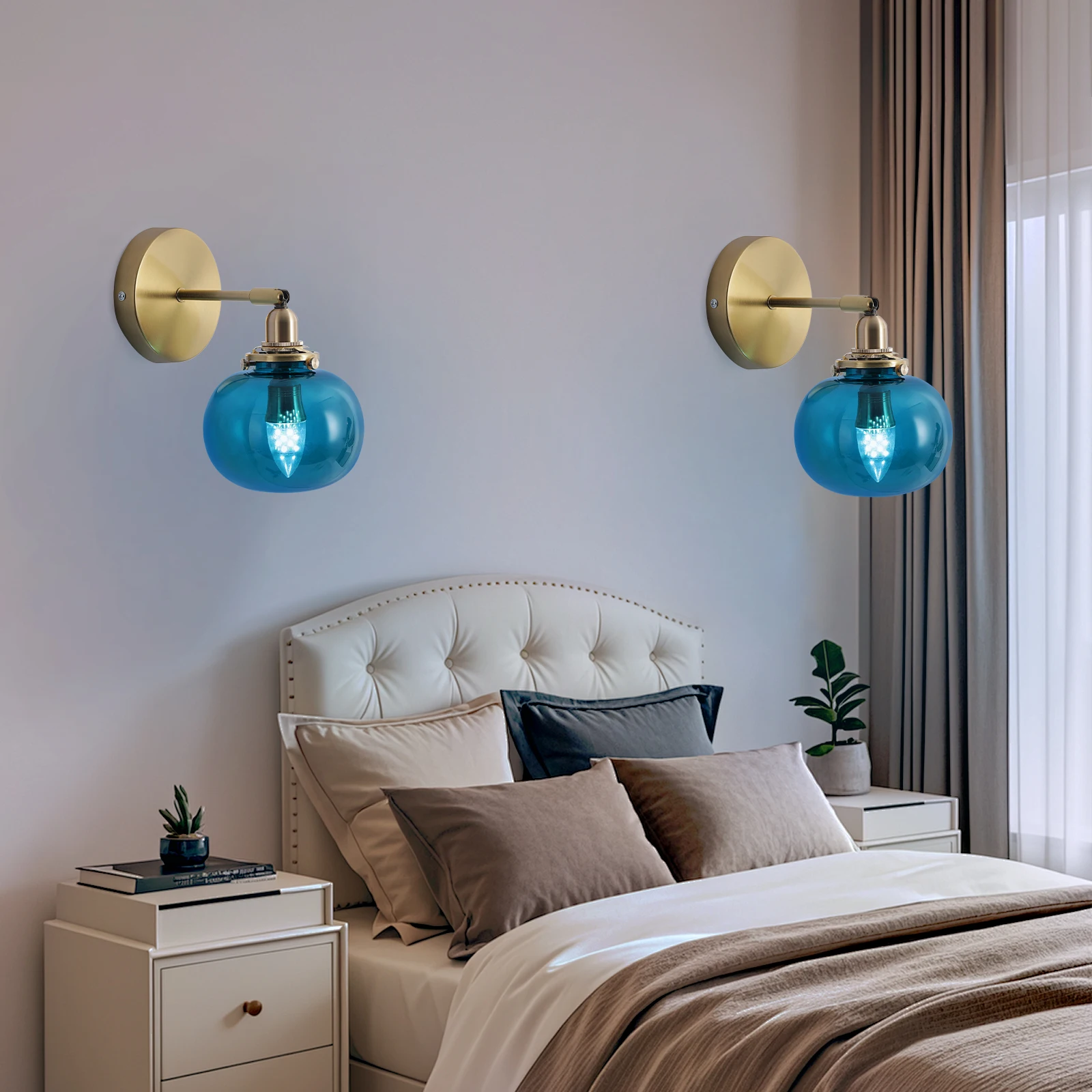 

Nordic Decorative Wall Lamp Glass Rotatable Modern Brass Bedside Lamp Led Mirror Sconce Light Fixture Indoor Hallway Bedroom