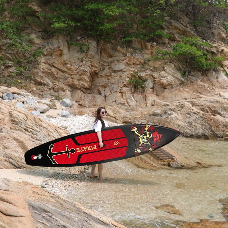 For Wholesale 11'6 Drop Stitch Inflatable Black Paddle Board with Accessories for Ocean Watersurfing