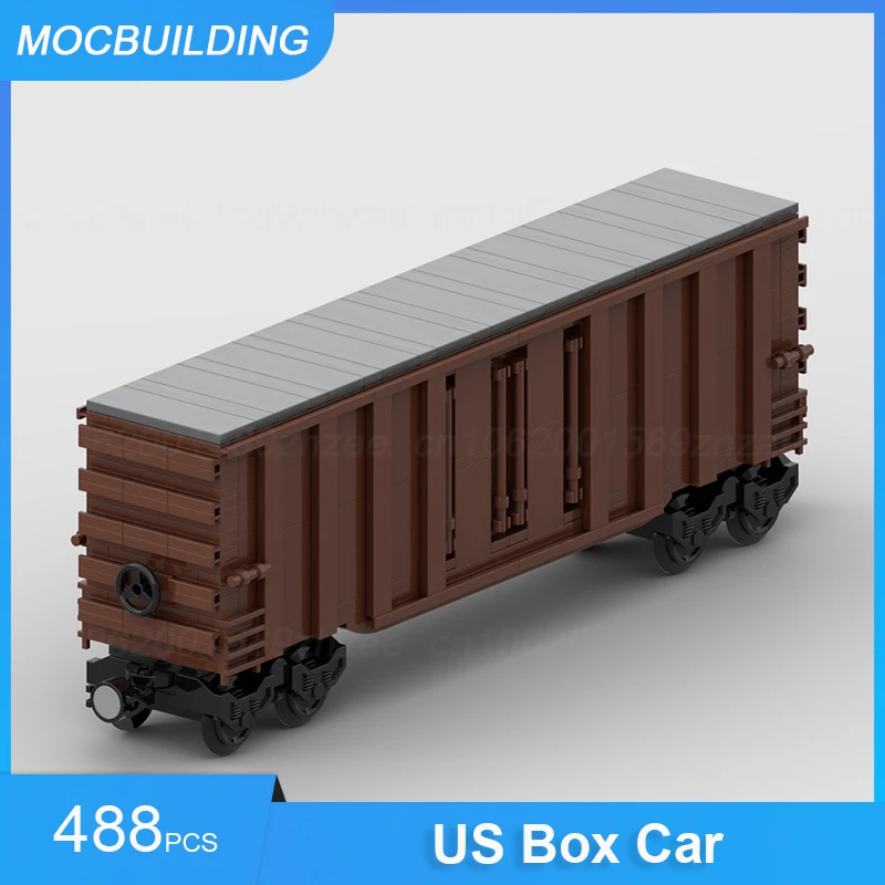 MOC Building Blocks US Box Car & Tank Car Model DIY Assemble Bricks Train Transportation Creative Collection Display Toys Gifts