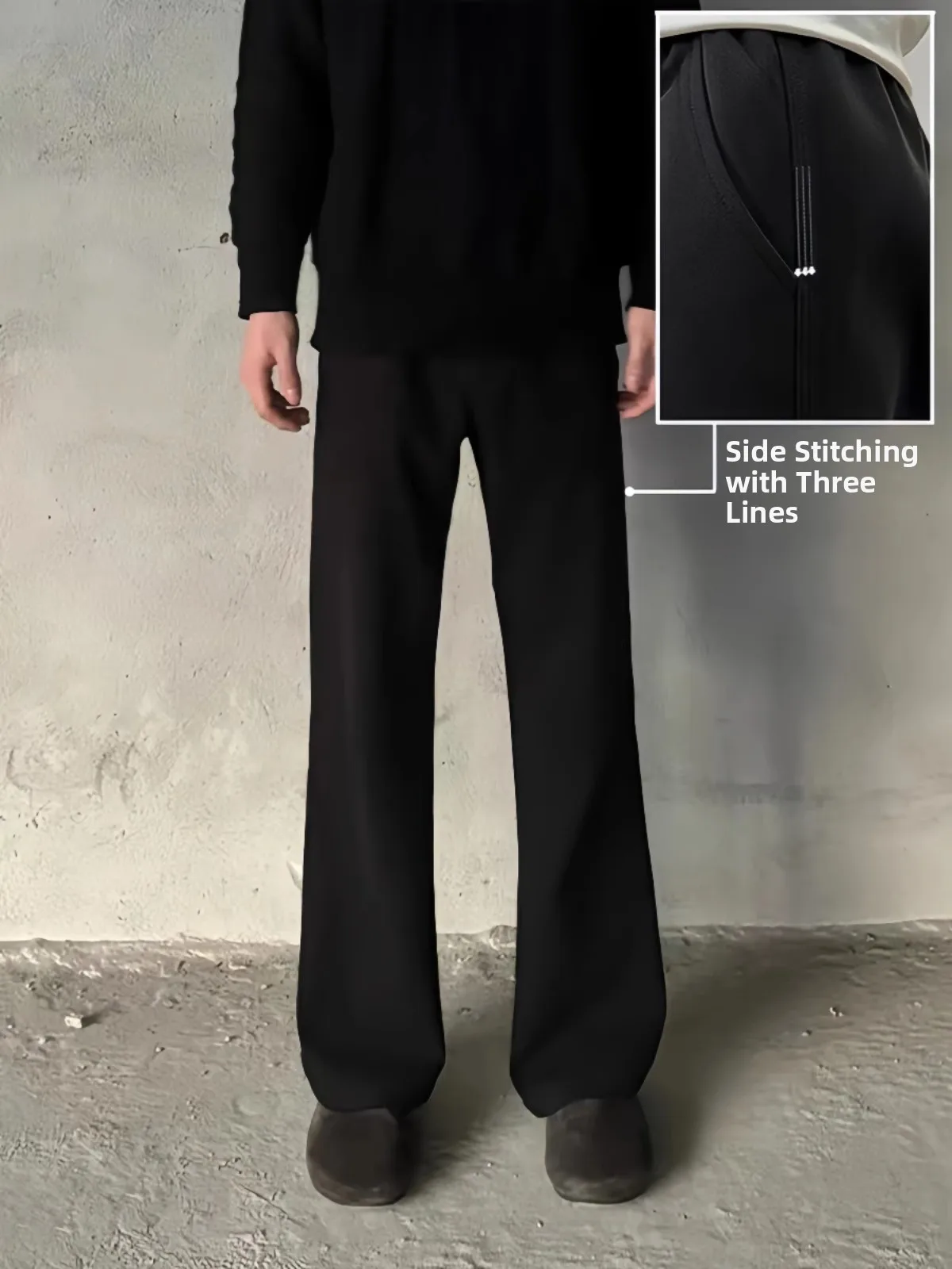 

Youku Men's Straight Leg Pants Tee-Needle Knife Casual Trousers Drapey High-End Feeling CleanFit Flared Suit Pants