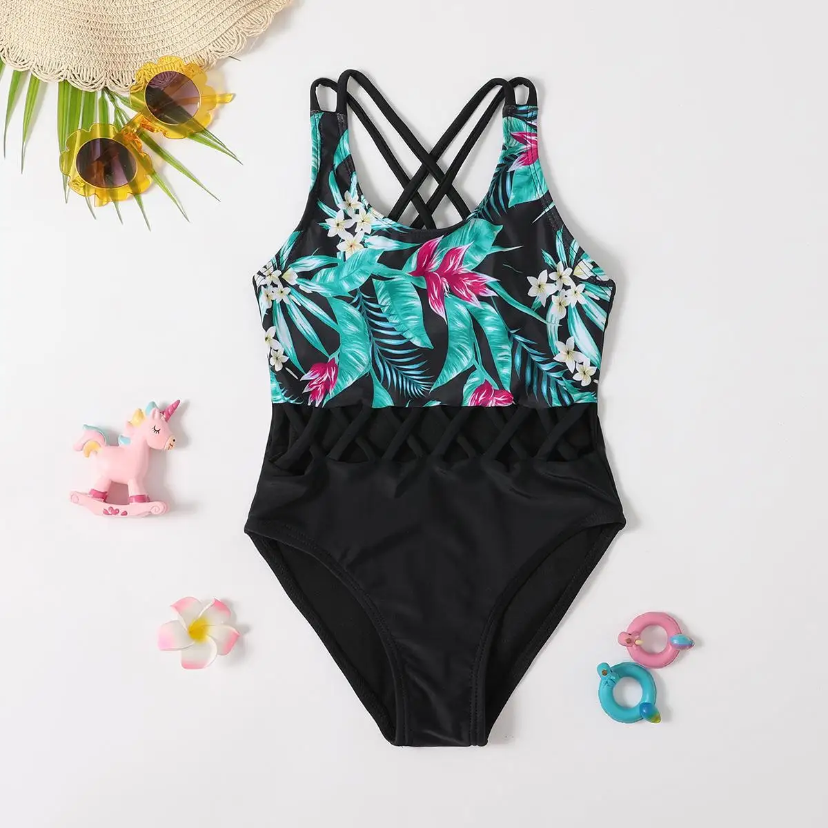 Swimsuit For Girls Summer Baby Girl Bathing Clothes Sets Tops+Shorts Kids Beachwear One-Piece Bikini Children Swimwear