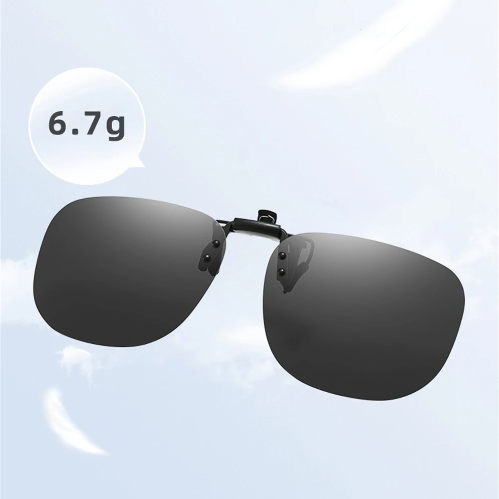 VIVIBEE Flip Up Clip On Sonnenbrille Polarisierte Herren Quadratisch UV400 Photochrome Nachtsicht Damen Klassische Spiegelklammern – Detail 4