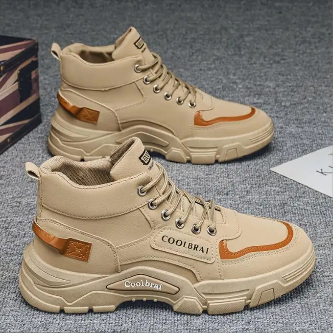 

Men Boots Winter High Top Leather Shoes Fashion Cotton Shoes Fashion Ankle Boots Casual Outdoor Shoes Male Sneakers New