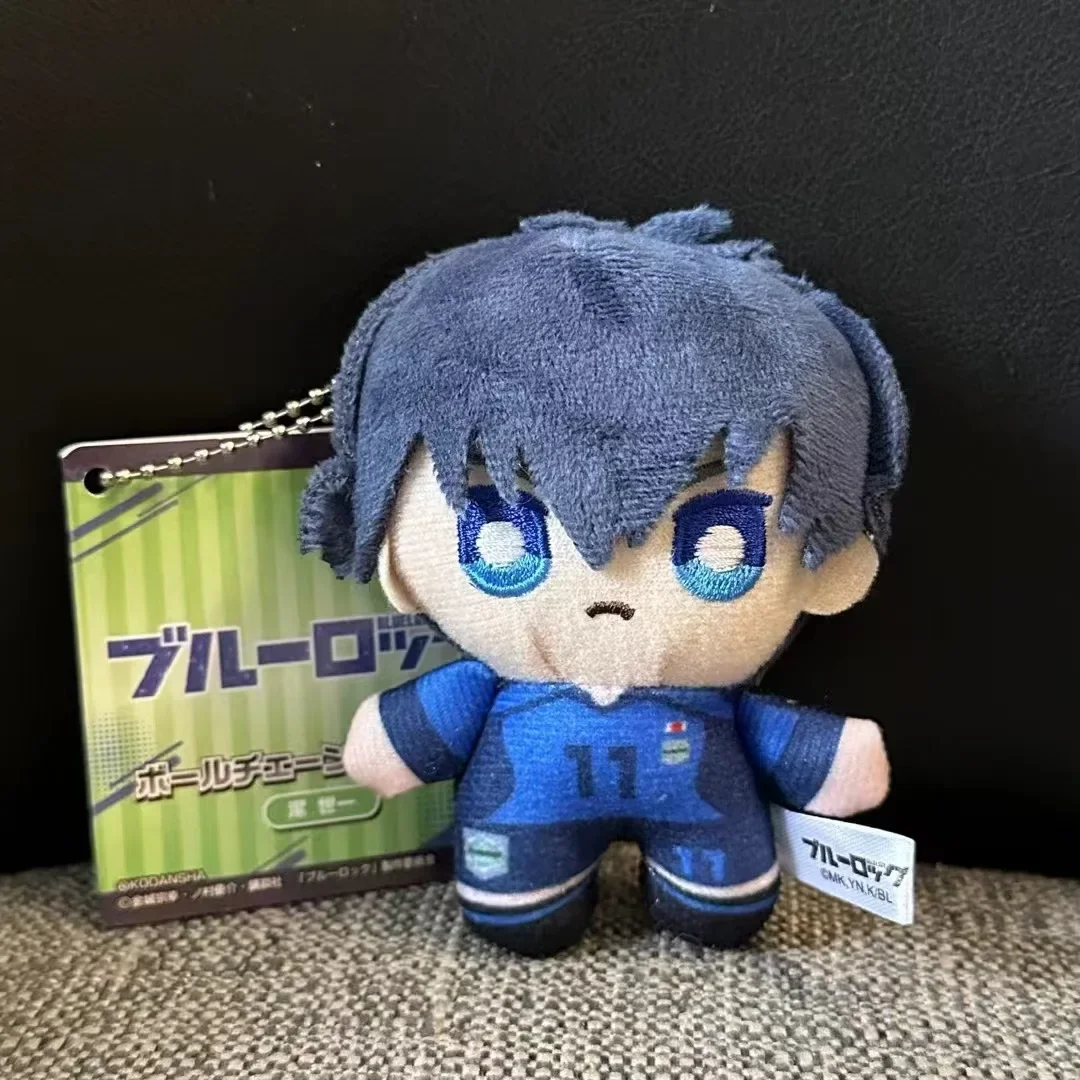 Porte-clés en peluche à serrure bleue de 10cm, breloque pour sac à dos Rin Nagi, Anime périphérique mignon, Mini poupée en peluche, décoration de sac, cadeau d'anniversaire