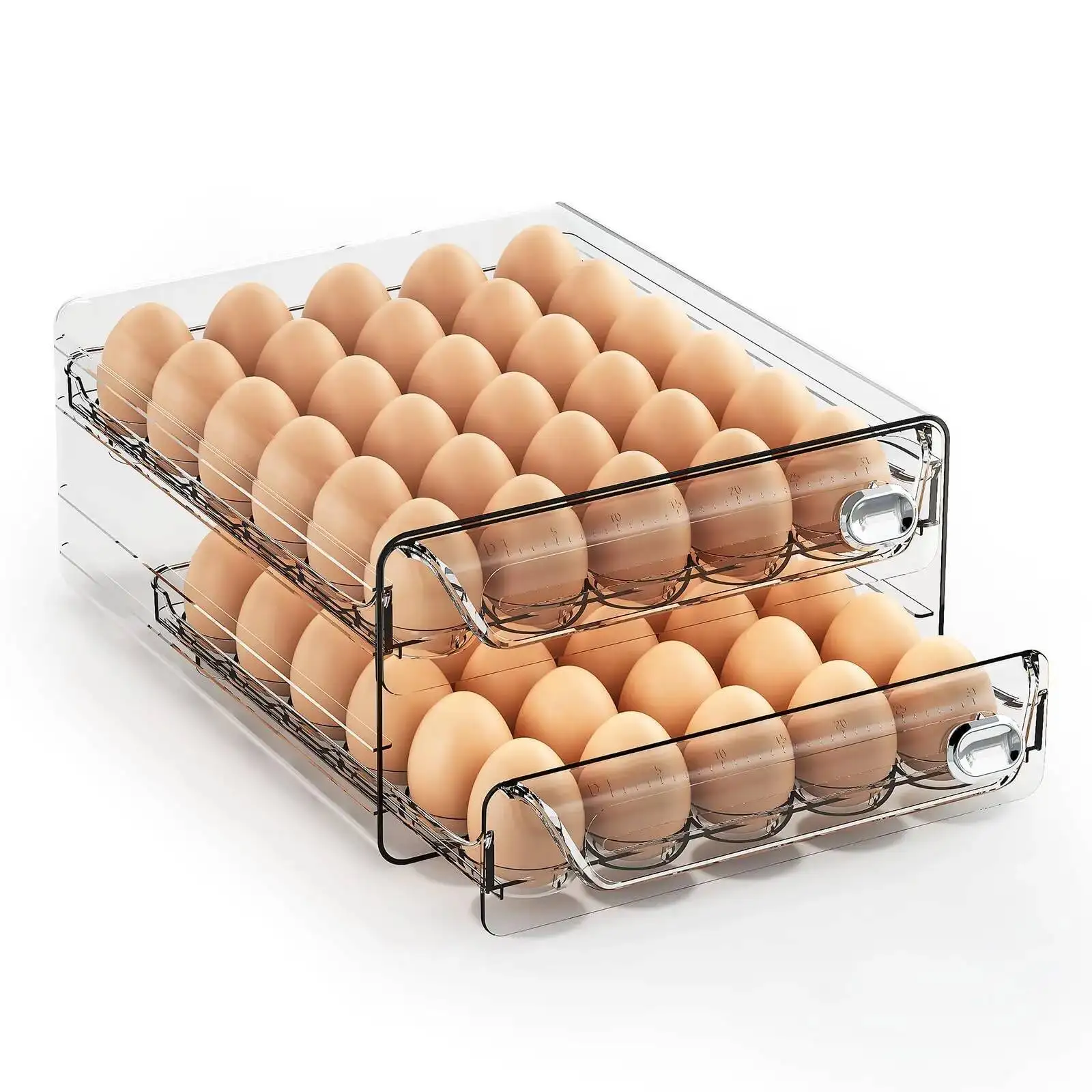 

Holder Refrigerator Drawer Organizer With Time Scale, Clear Fresh Storage Box For Friage, Large Capacity Egg Tray