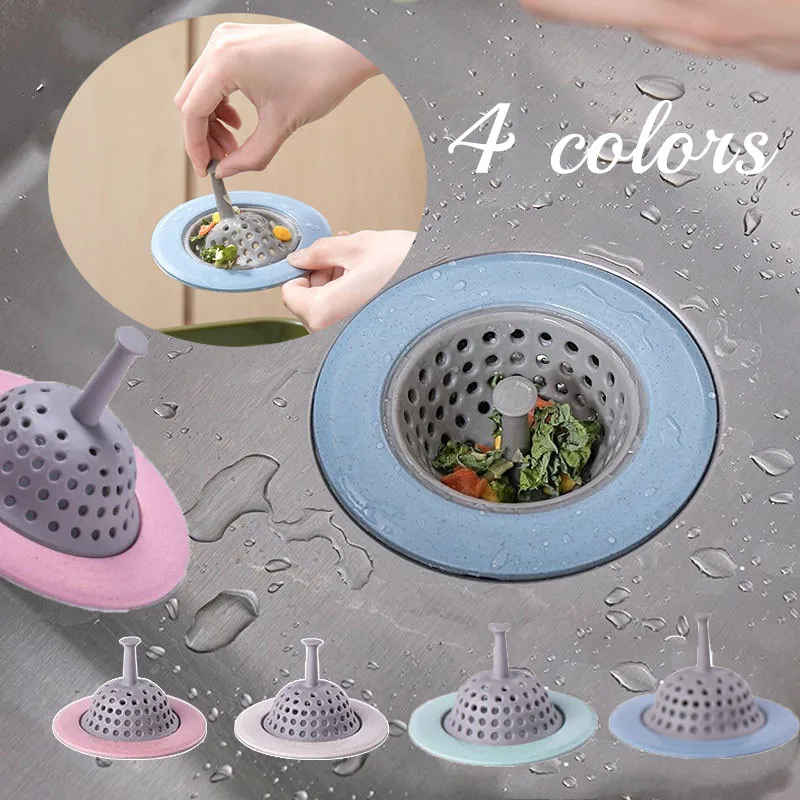 

4 Colors Kitchen Silicone Sink Filter Multifunctional Strainer Drain Sink Cover Hair Filter Sink Strainer Bathtub Hair Catcher