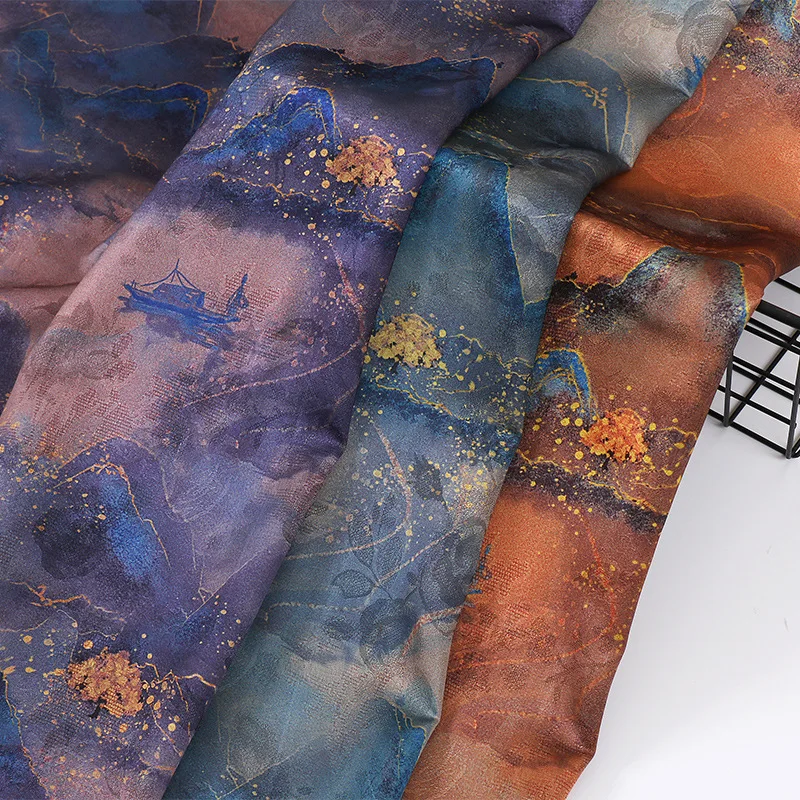 

Rayon Rose Jacquard Fabric Autumn Winter Thermal Coat Cheongsam Premium Textile Vintage Style Express Material