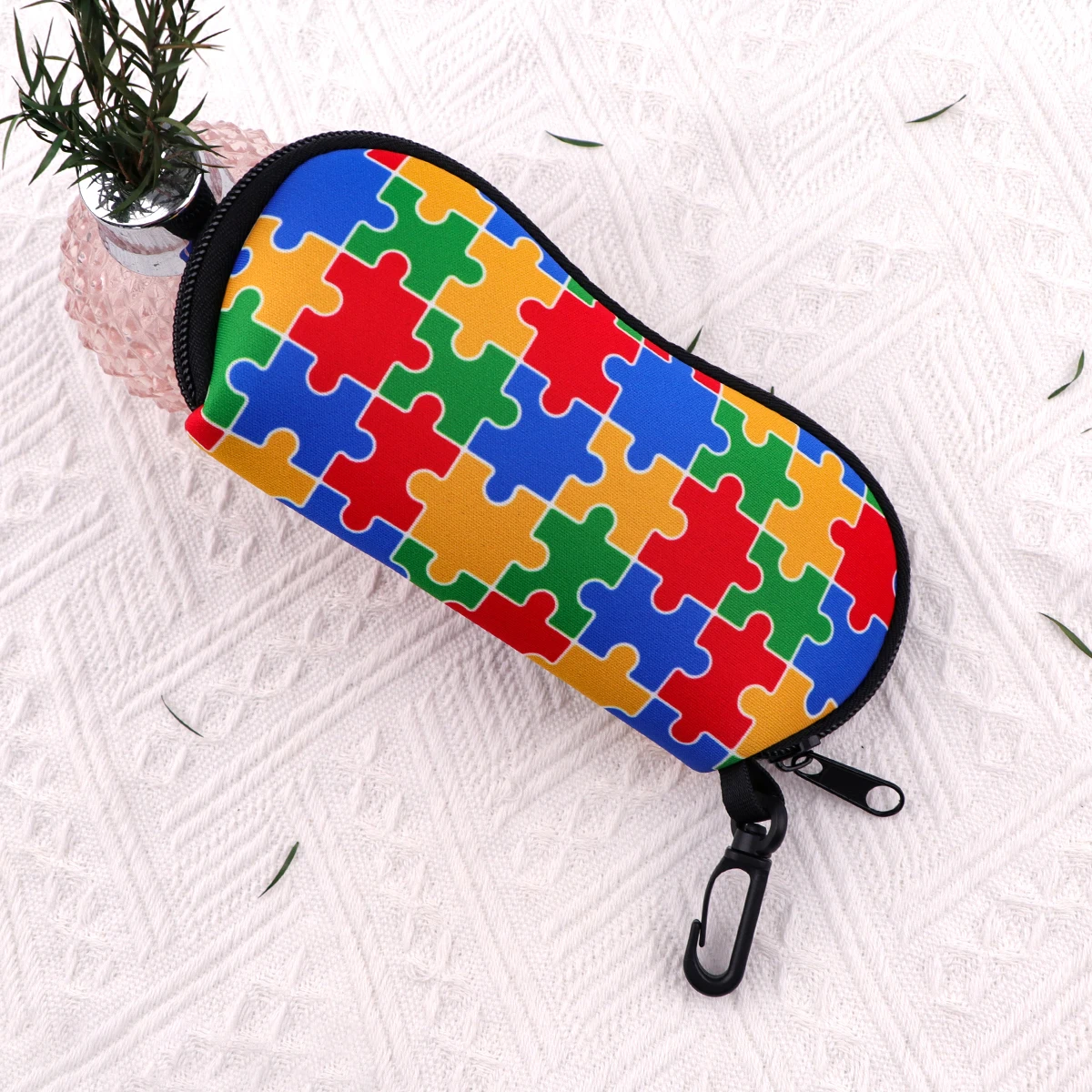 Medical Autism Puzzle Fabric Glasses Box Zipper Soft Cloth Bags Sunglasses Bag Glasses Case Eyeglasses Case Doctors Nurses Gift