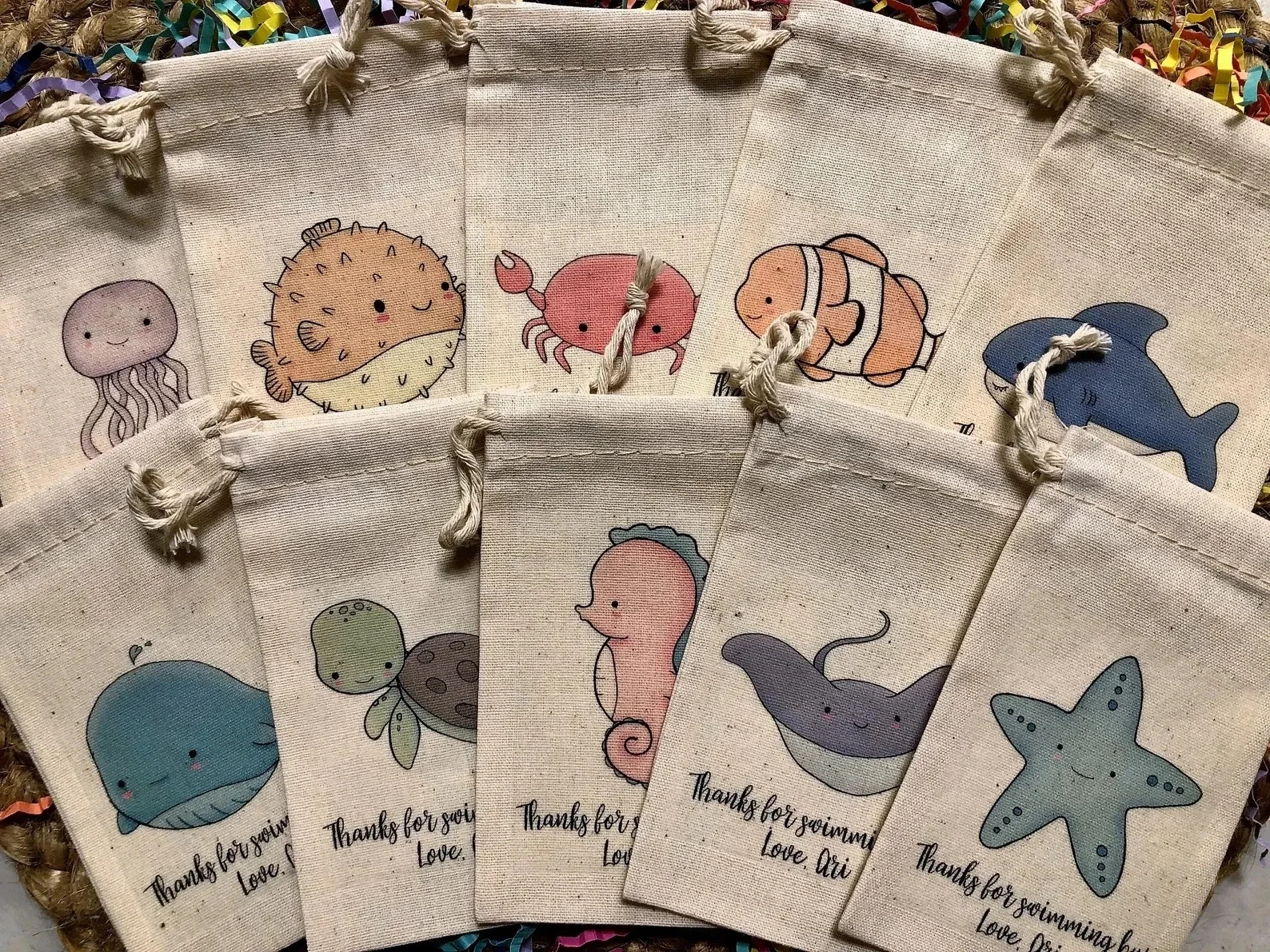 20 sztuk różnych toreb na imprezę pod morzem/zwierzęta morskie torebek na chrzest Baby Shower