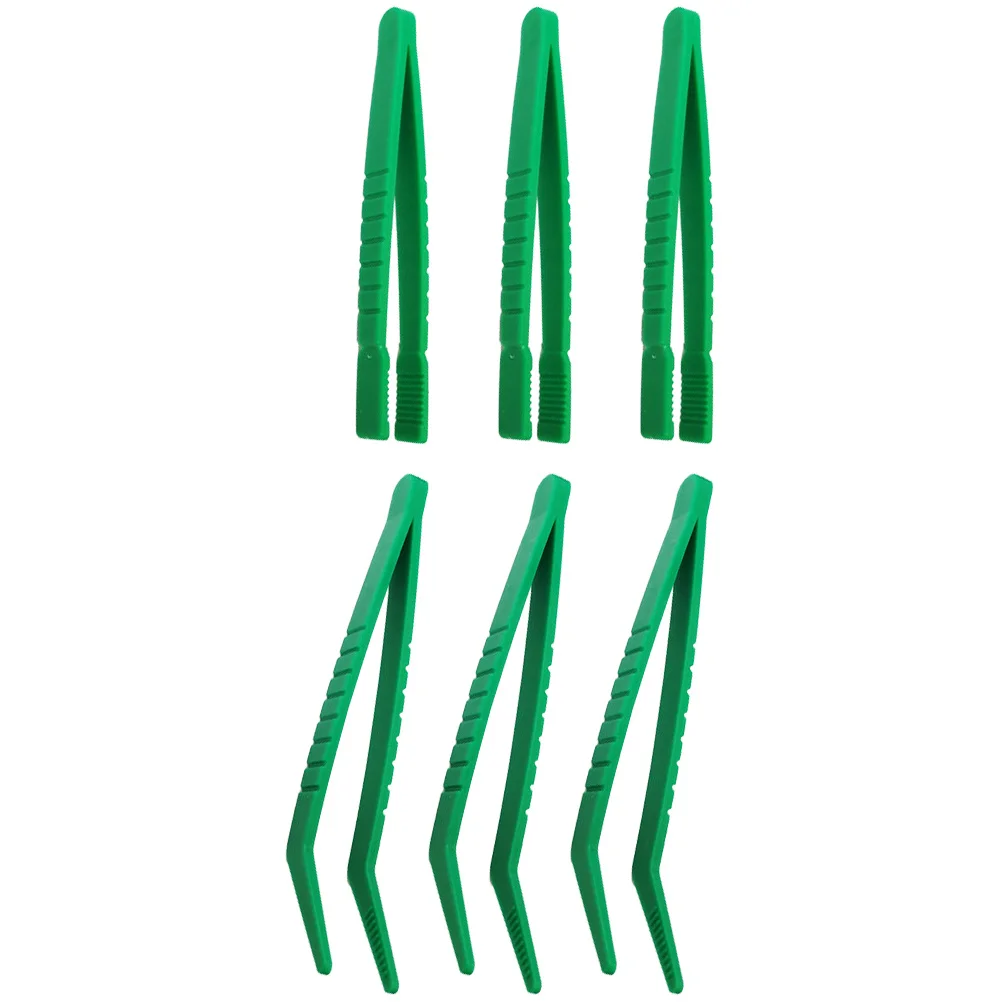 6 قطعة مجموعة ملاقط للأطفال البلاستيك شقة منحني رئيس غرامة تلميح فرز الخرز الحرفية اللوازم المدرسية التعلم المبكر التنمية الحسية