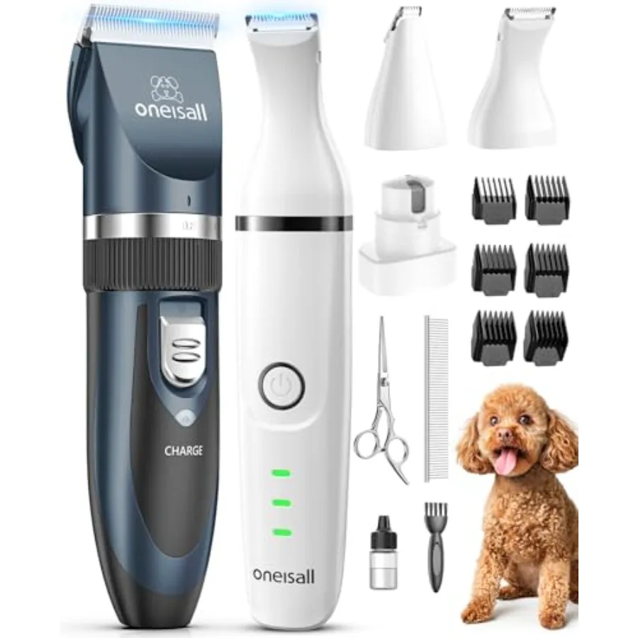 4 in 1 Cordless Dog Clippers and Paw Trimmer Grooming Kit for Small and Large Dogs Cats Low Noise Pet Hair Trimmers Black
