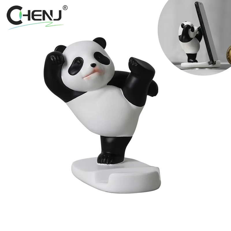 Creative Panda Figurines Interior Universal Cell Mobile Phone Stand Holder Home Office Desk Decoration Phone Holders