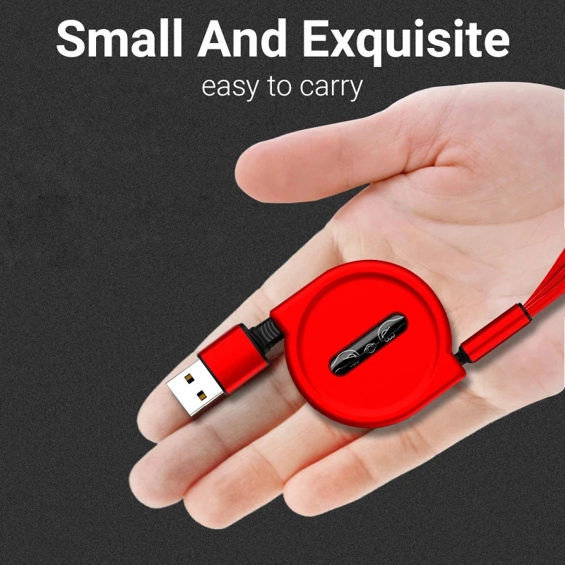 120cm 3 In 1 USB Charge Cable for iPhone 13 12 Micro USB Type C Cable Retractable Portable Charging Cable For iPhone X 8 Samsung