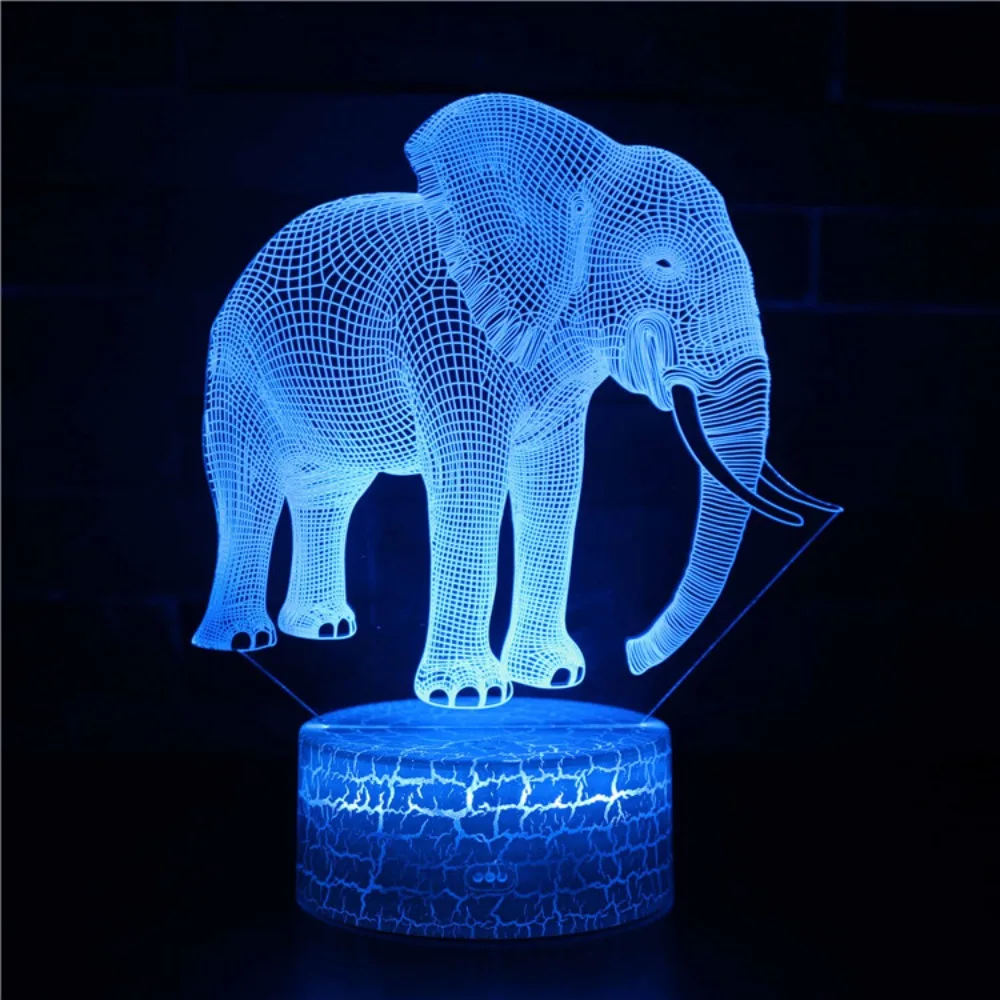 Lampka nocna LED ze słoniem 3D 7 zmieniająca kolor stół akrylowy USB pokój Lamp dekoracja dla dzieci prezent urodzinowy dla dziecka dziecko lampka nocna