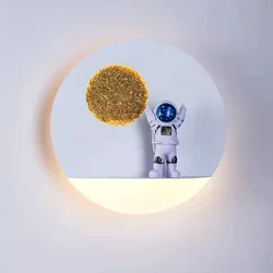 New Wall Lamp LED Astronaut Creative Cartoon Boys and Girls Children's Living Room Bedroom Sconce Spaceman Bedside Decor Light