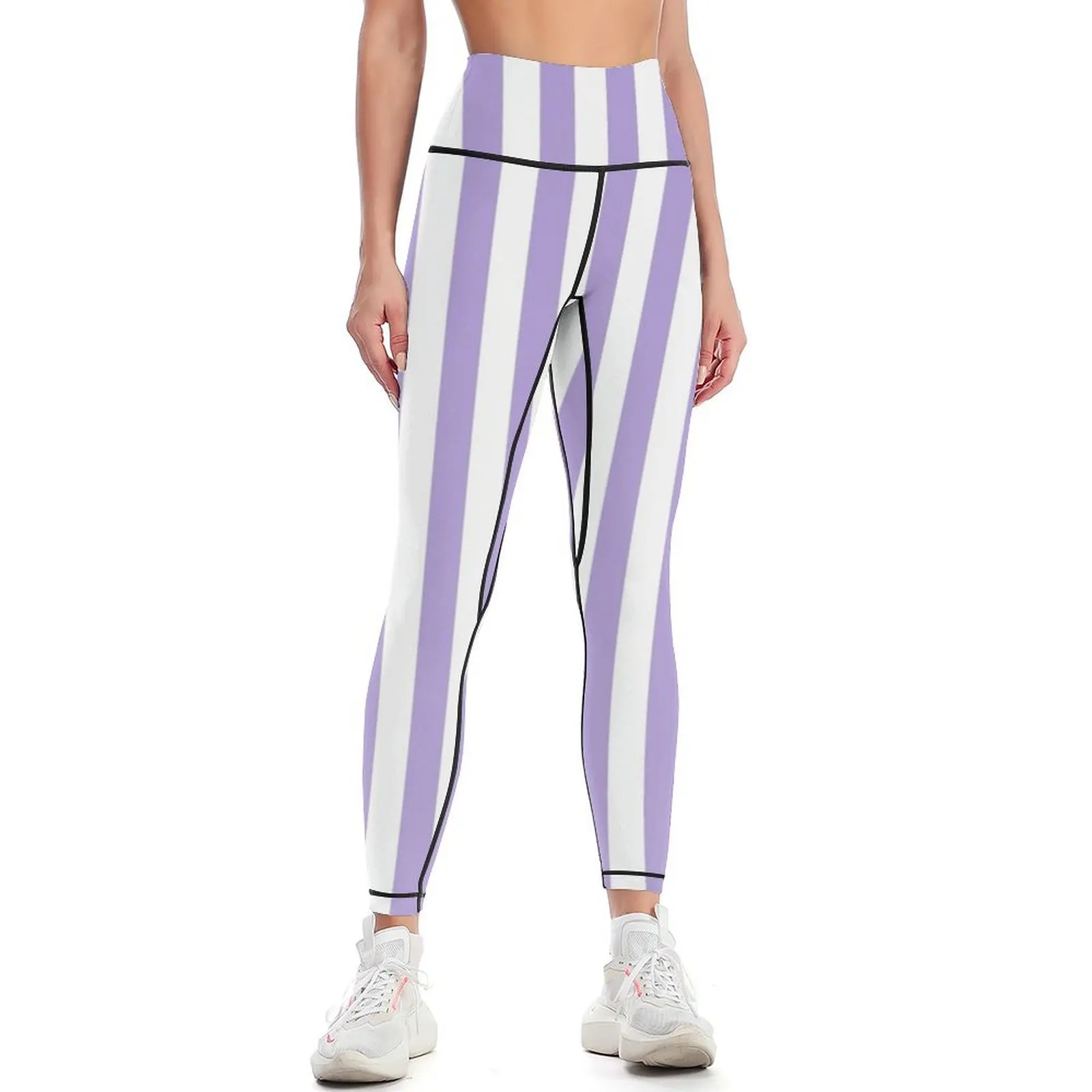 

Light Pastel Purple Violet and White Vertical Stripes Leggings Sportswear woman gym sportswear for gym Womens Leggings