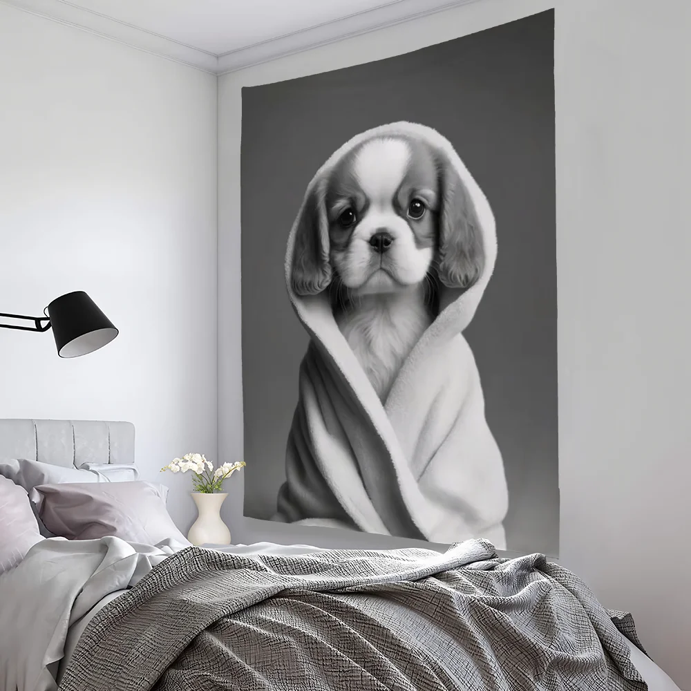 

Fashion Design Dog Rabbit Bear Tapestry Bedroom Living Bar Garden Outdoor Microfiber Festival Decoration Background Art Banner