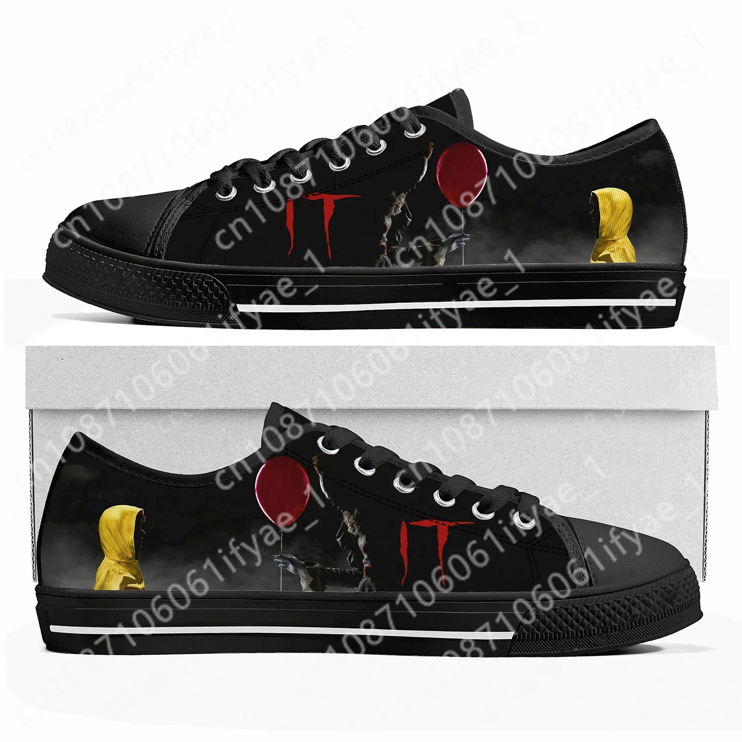 It Movie Pennywise el payaso bailando zapatillas bajas para hombre y mujer, zapatillas de lona para adolescentes, zapatos informales hechos a medida