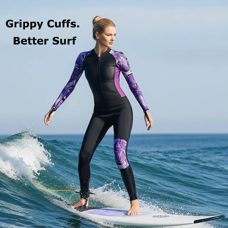 

Surfing Rash Guard Suit with Anti-Slip Cuffs (Ankle & Wrist) for Women One Piece Full Body Long Sleeve Swimsuit Rashguard